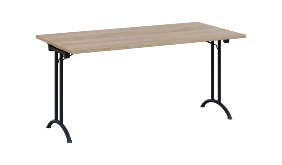 SLA 160 lak skládací jednací stůl 1600x800, deska 25 mm, podnož černý lak, deska dub bardolino